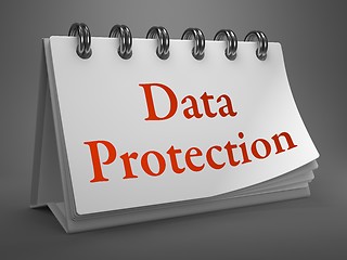 Image showing Data Protection -Red Words on Desktop Calendar.