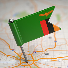 Image showing Zambia Small Flag on a Map Background.