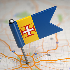 Image showing Madeira Small Flag on a Map Background.