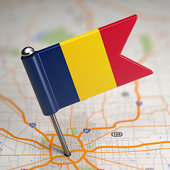 Image showing Chad Small Flag on a Map Background.