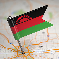 Image showing Malawi Small Flag on a Map Background.