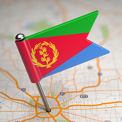 Image showing Eritrea Small Flag on a Map Background.