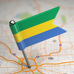 Image showing Gabon Small Flag on a Map Background.