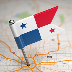 Image showing Panama Small Flag on a Map Background.