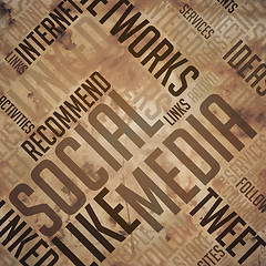 Image showing Social Media  - Grunge Brown Wordcloud Concept.