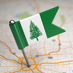 Image showing Norfolk Island Small Flag on a Map Background.