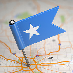 Image showing Somalia Small Flag on a Map Background.