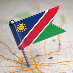 Image showing Namibia Small Flag on a Map Background.