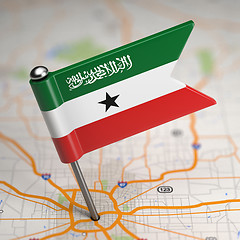 Image showing Somaliland Small Flag on a Map Background.