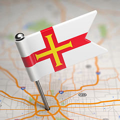 Image showing Guernsey Small Flag on a Map Background.