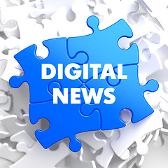 Image showing Digital News Concept on Blue Puzzle.