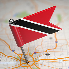 Image showing Trinidad and Tobago Small Flag on a Map Background.