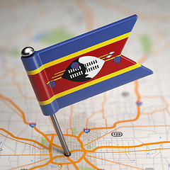 Image showing Swaziland Small Flag on a Map Background.