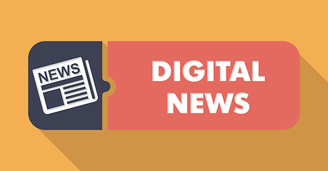 Image showing Digital News Button in Flat Design on Orange Background.