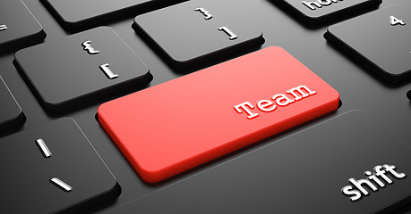 Image showing Team on Red Keyboard Button.