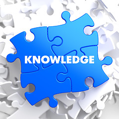 Image showing Knowledge Concept on Blue Puzzle.