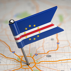 Image showing Cape Verde Small Flag on a Map Background.