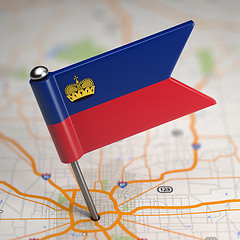 Image showing Liechtenstein Small Flag on a Map Background.