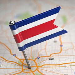 Image showing Costa Rica Small Flag on a Map Background.