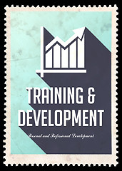 Image showing Training and Development on Blue in Flat Design.