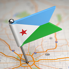 Image showing Djibouti Small Flag on a Map Background.