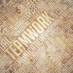 Image showing Teamwork  - Grunge Beige Wordcloud Concept.