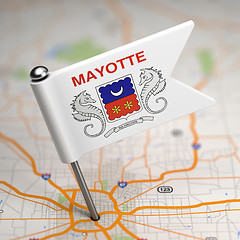 Image showing Mayotte Small Flag on a Map Background.