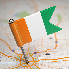 Image showing Cote d'Ivoire Small Flag on a Map Background.