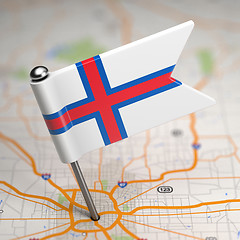 Image showing Faroe Islands Small Flag on a Map Background.