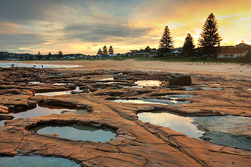 Image showing Geology Unusual teal rockpools at  North Avoca