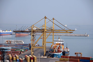 Image showing commercial port cranes piraeus athens greece 2