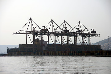 Image showing commercial port of piraeus athens greece