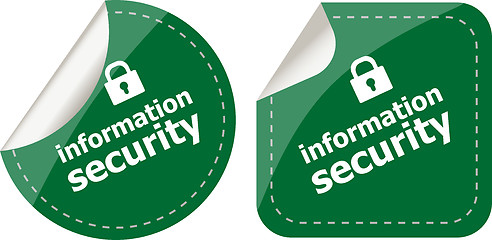 Image showing information security stickers label tag set isolated on white