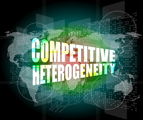 Image showing competitive heterogeneity word on business digital touch screen