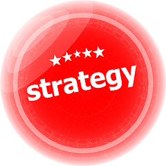 Image showing strategy word on red stickers button, label