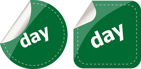 Image showing day word stickers web button set, label, icon