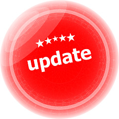 Image showing update on red rubber stamp over a white background