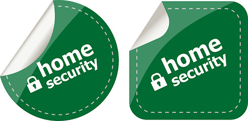 Image showing home security with lock on black stickers set