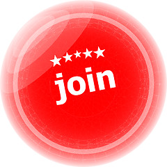 Image showing join red rubber stamp over a white background