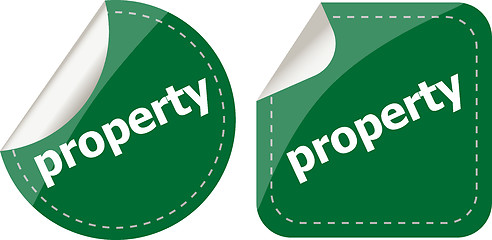 Image showing property word on stickers button set, label