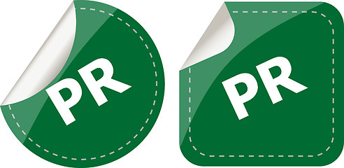 Image showing pr word on stickers set, icon button