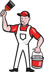 Image showing House Painter Holding Paint Can Paintbrush Cartoon