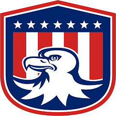 Image showing American Bald Eagle Head Flag Shield Retro