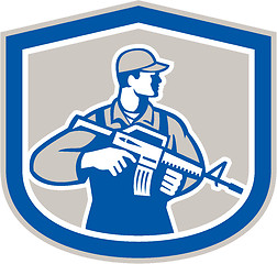 Image showing Soldier Military Serviceman Rifle Side Crest Retro