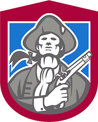 Image showing American Patriot With Flintlock Shield Retro