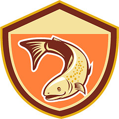 Image showing Trout Swimming Down Shield Retro