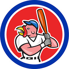 Image showing Turkey Baseball Hitter Batting Circle Cartoon