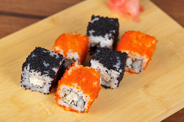 Image showing tobico sushi rolls