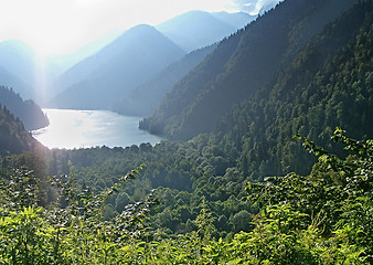 Image showing Rits's mountain lake in the mountains of the Caucasus.