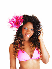 Image showing Bikini woman with flower.